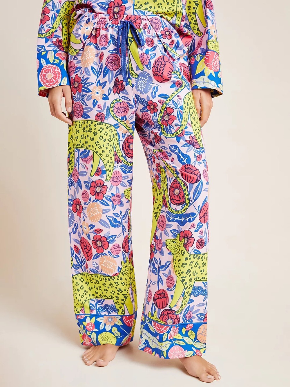 Agathe Singer for Anthropologie Cheetah Light Weight Flannel Sleep Pants Size XS